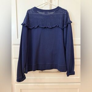 Eyelet Ruffle Sweatshirt